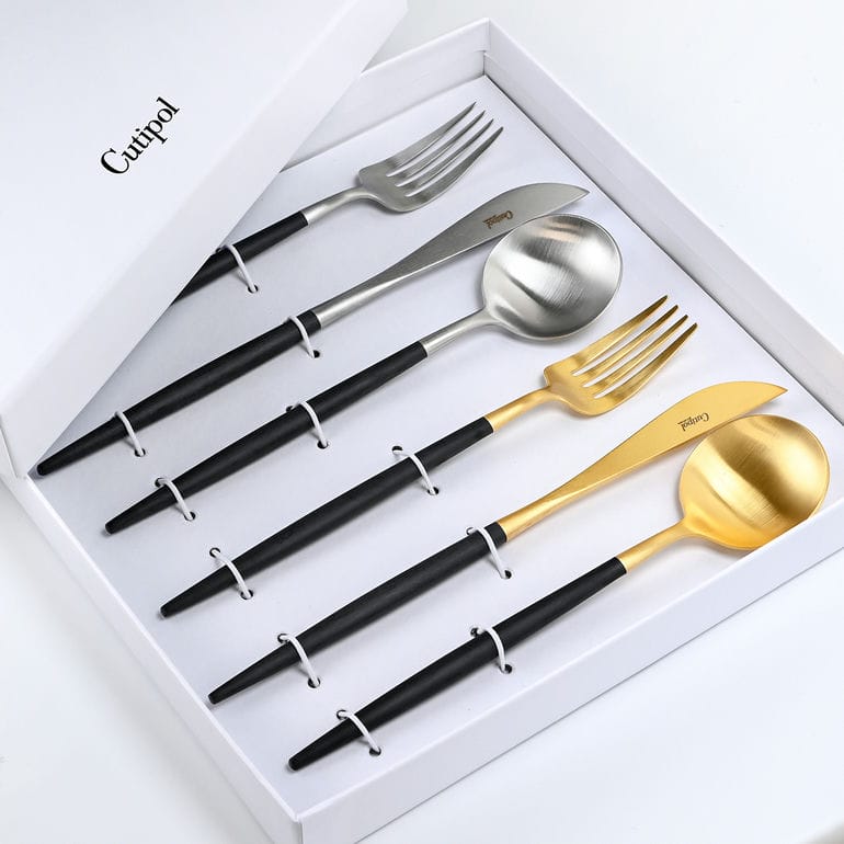 クチポール Cutipol GOA ゴア ブラック 6点セット ディナー ナイフ フォーク スプーン 洋食器【名入れ対応】【スペシャルラッピング660円(別売り)】