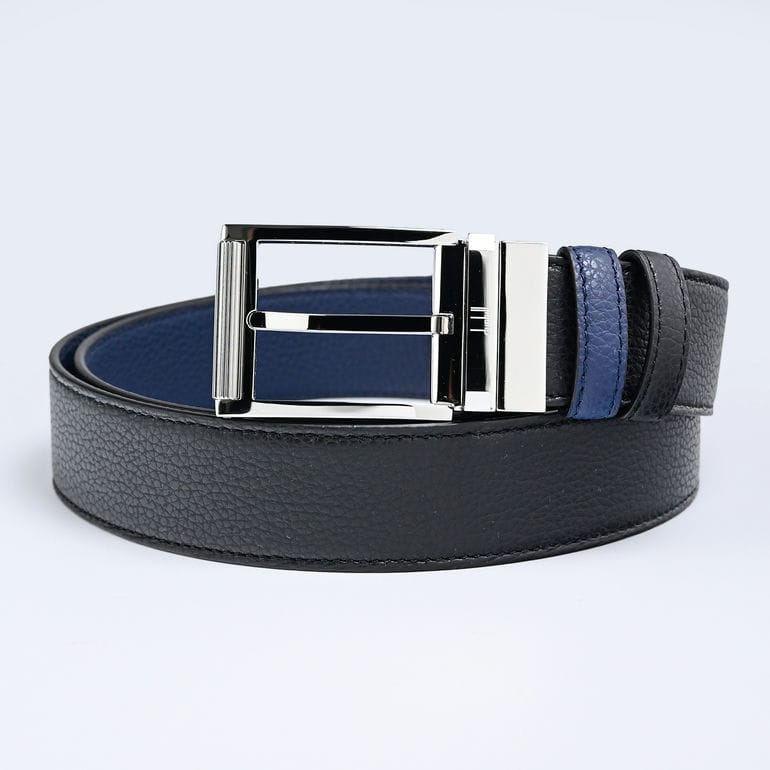 ダンヒル dunhill ベルト 35mm 95サイズ リバーシブル レクタンギュラー ローラーバックル メンズ ブラック×ネイビー 23F4T39GT001 95 名入れ可有料<br>【スペシャルラッピング660円(別売り)】