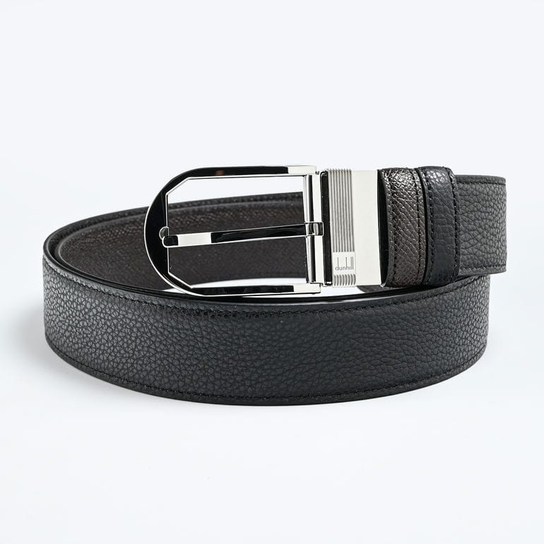 ダンヒル dunhill ベルト 35mm 85サイズ リバーシブル サドルバックル メンズ ブラック×ブラウン 23F4T34CD236 85 名入れ可有料<br>【スペシャルラッピング660円(別売り)】