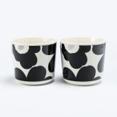 マリメッコ marimekko コーヒーカップ ペア 200ml 2個セット Unikko ウニッコ ラテマグ スモール ホワイト×ブラック×シルバー 72780 072780 199 北欧食器 洋食器 北欧デザイン テーブルウエア 名入れ可（工賃別売り）【スペシャルラッピングB対応(別売り)】