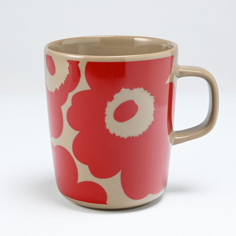 【名入れ可有料】マリメッコ marimekko マグカップ コップ 250ml Unikko ウニッコ レッド×テラ(ブラウン) 72861 072861 830 北欧食器 洋食器 北欧デザイン テーブルウエア 【スペシャルラッピング660円(別売り)】