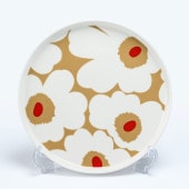 【名入れ可有料】マリメッコ marimekko プレート 20cm Unikko ウニッコ ホワイト×ベージュ×レッド 72864 072864 183 北欧食器 洋食器 北欧デザイン 中皿 テーブル