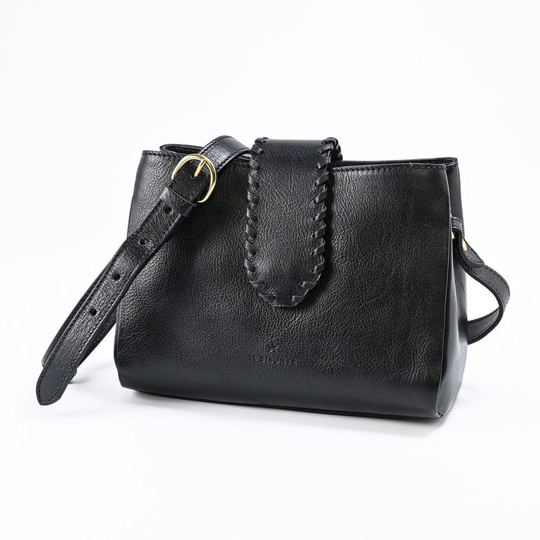 イルビゾンテ IL BISONTE ショルダーバッグ La Fiaba ラ フィアーバ レディース スクエア クロスボディ ブラック BCR341PV0001BK159B レザー