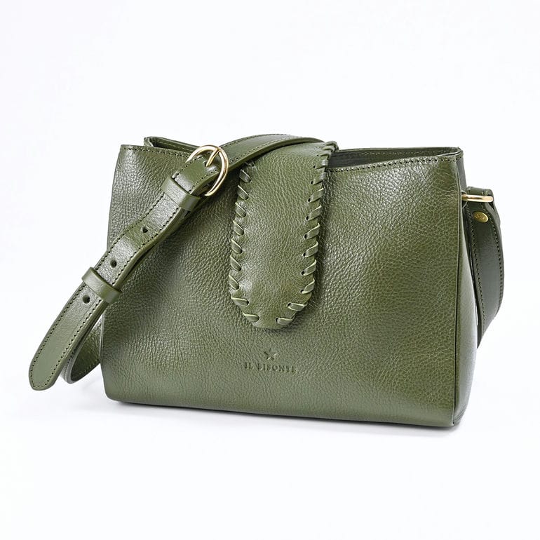 イルビゾンテ IL BISONTE ショルダーバッグ La Fiaba ラ フィアーバ レディース スクエア クロスボディ グリーン BCR341PV0001GR376B レザー