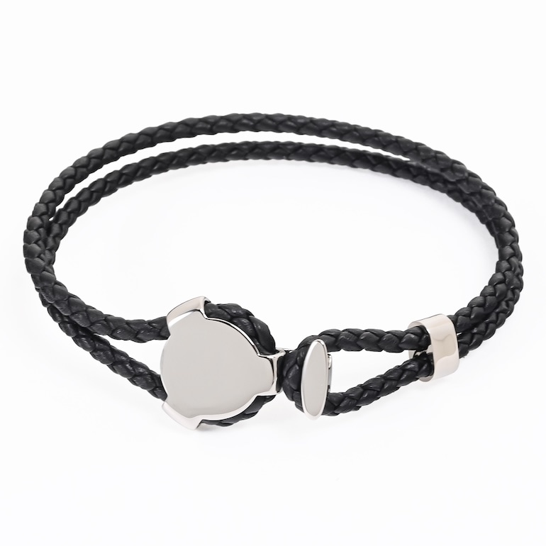 モンアート MONART ブレスレット レディース ウーブンレザー ブラック/シルバー BITTA BR/95 C S Made in Italy 名入れ可有料 正規代理店