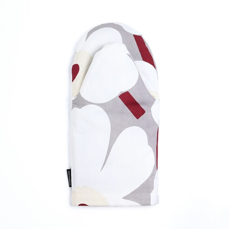 【刺しゅう名入れ可有料】マリメッコ marimekko ミトン Pieni Unikko ウニッコ ホワイト×グレー×ベージュ×ブラウン 73028 073028 915 北欧雑貨 北欧デザイン