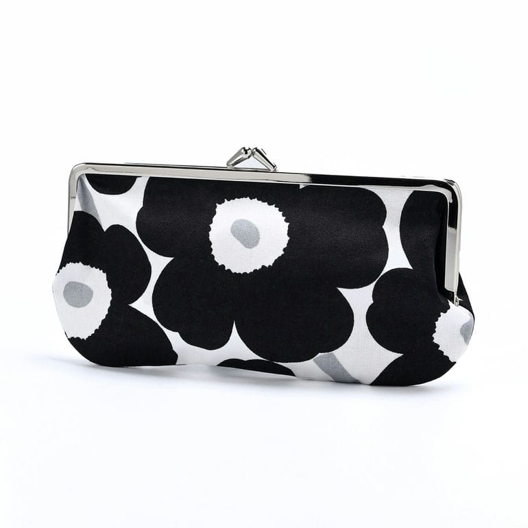 【刺しゅう名入れ可有料】マリメッコ marimekko 小物入れ ポーチ ペンケース がま口 Silmalasi Kukkaro Mini Unikko シルマラシ クッカロ ミニ ウニッコ ブラック×ホワイト×グレー 73252 073252 909 北欧雑貨 北欧デザイン