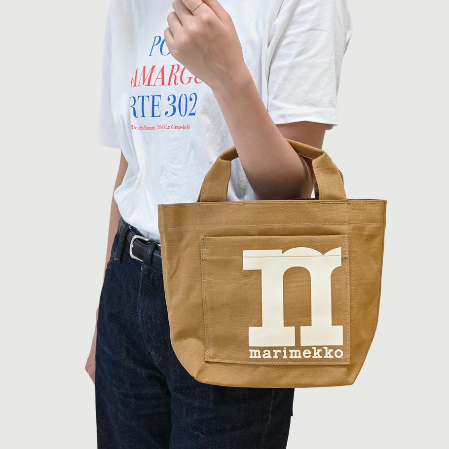 マリメッコ marimekko トートバッグ 31cm モノ ミニ ソリッド レディース ブラウン×オフホワイト 92827 092827 140 北欧雑貨 北欧デザイン