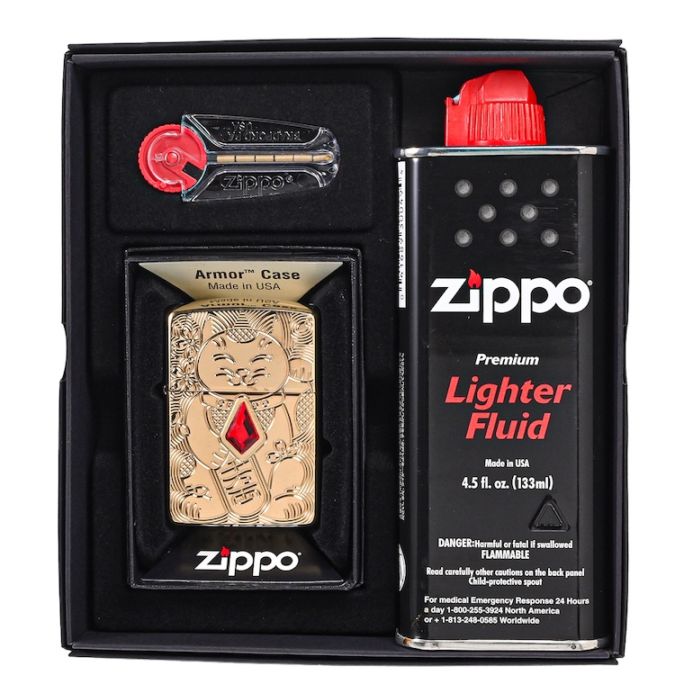 ZIPPO ジッポー ライター ジッポ ギャランティーボックスセット ギフトセット LUCKY CAT DESIGN アーマー ラッキー キャット 招き猫 ゴールド GOLD 金色 49802 喫煙具 煙草 たばこ 開運 招福 ネーム入れ 名前入れ 名入れギフト 名入れ可有料【スペシャルラッピング660円(別売り)】