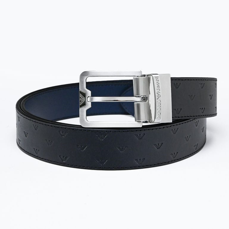 エンポリオ アルマーニ EMPORIO ARMANI ベルト 幅3.5cm エンボスイーグルロゴ リバーシブル メンズ ブラック ネイビー Y4S502 Y734E 88045 MADE IN ITALY 【スペシャルラッピング660円(別売り)】