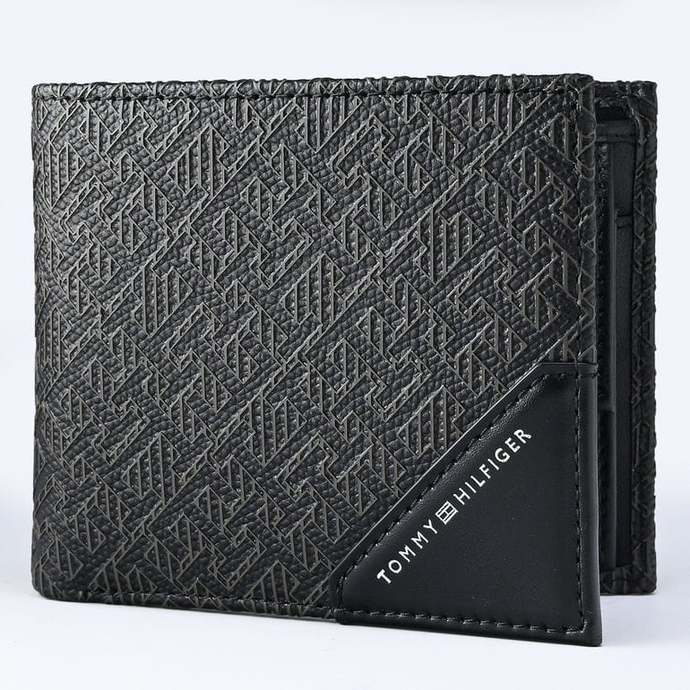 高品質ヨーロッパ輸入モデルトミーヒルフィガー 二つ折り財布 MONOGRAM CC AND COIN 小銭入れ付 モノグラム メンズ ブラック AMAM12787 BDS BLACK