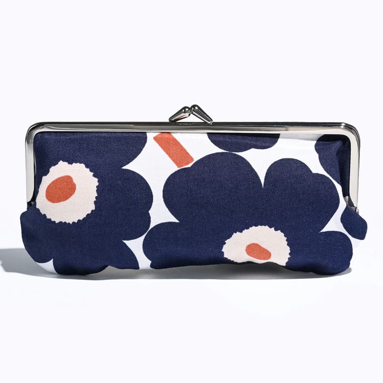 【刺しゅう名入れ可有料】マリメッコ marimekko 小物入れ ポーチ コスメポーチ 化粧ポーチ ペンケース がま口 シルマラシ クッカロ ミニ ウニッコ ネイビーブルー 73793 073793 157 北欧雑貨