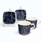 マリメッコ marimekko ペアセット コーヒーカップ マグカップ 200ml プレート 60周年記念 ピイルト ウニッコ ダークブルー 73693 073693 150 洋食器 テーブルウェア 