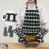 【刺しゅう名入れ可有料】マリメッコ marimekko キッチンセット エプロン ミトン RASYMATTO ラシィマット ブラック ホワイト 71708 071708 190 北欧雑貨 北欧デザイン