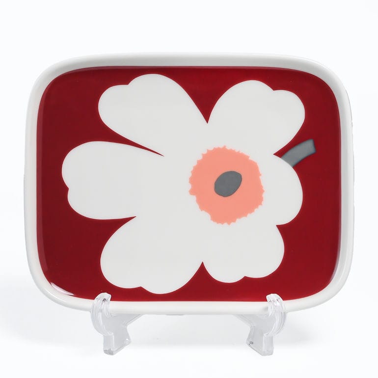 【名入れ可有料】マリメッコ marimekko プレート 15cm×12cm 60周年記念 ユーラ ウニッコ ダークチェリー 73591 073591 139 小皿 スモール 洋食器 北欧食器 北欧デザイン 【スペシャルラッピング660円(別売り)】