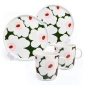 マリメッコ marimekko マグカップ コップ ペアセット 400ml プレート 20cm Unikko ウニッコ グリーン 74015 074015 163 洋食器 テーブルウェア 北欧食器 北