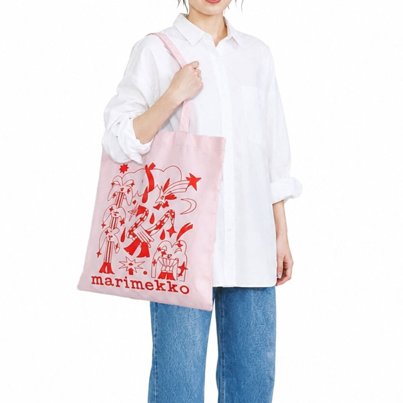 【刺しゅう名入れ可有料】マリメッコ marimekko トートバッグ Aureate Glow Vankka ファブリックバッグ レディース レッド ピンク 94058 094058 330 北欧雑貨 北欧デザイン ネコポス限定 送料無料