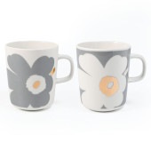 マリメッコ marimekko マグカップ コップ 250ml 60周年記念 ペア 2個セット Unikko ウニッコ グレー 73617 073617 192 洋食器 テーブルウェア 北欧食器 北欧