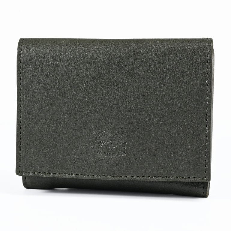 【名入れ可有料】イルビゾンテ IL BISONTE 三つ折り財布 小銭入れ付き メンズ レディース バケッタレザー グリーン SSW022PO0001GR378【スペシャルラッピング660円(別売り)】