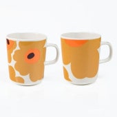 【名入れ可有料】マリメッコ marimekko マグカップ コップ ペアセット 250ml Unikko ウニッコ ブラウン 74952 074952 182 洋食器 テーブルウェア 北欧食器 北欧デ