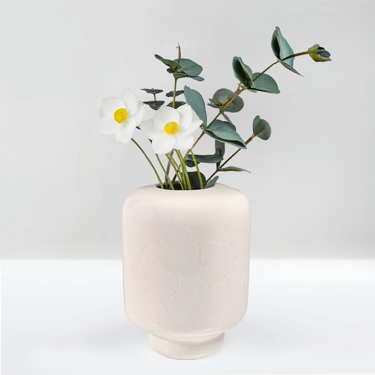 マリメッコ ウニッコ フラワーベース 新品 マリメッコ marimekko ベース 花瓶 Unikko ウニッコ ホワイト