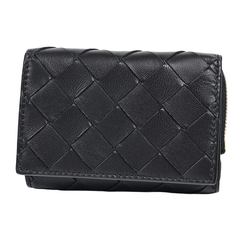 ボッテガヴェネタ BOTTEGA VENETA 三つ折り財布 小銭入れ付き イントレチャート ウォレット メンズ ブラック 690568 V3UH2 8425 Made in ITALY レザー<br>【スペシャルラッピング660円(別売り)】