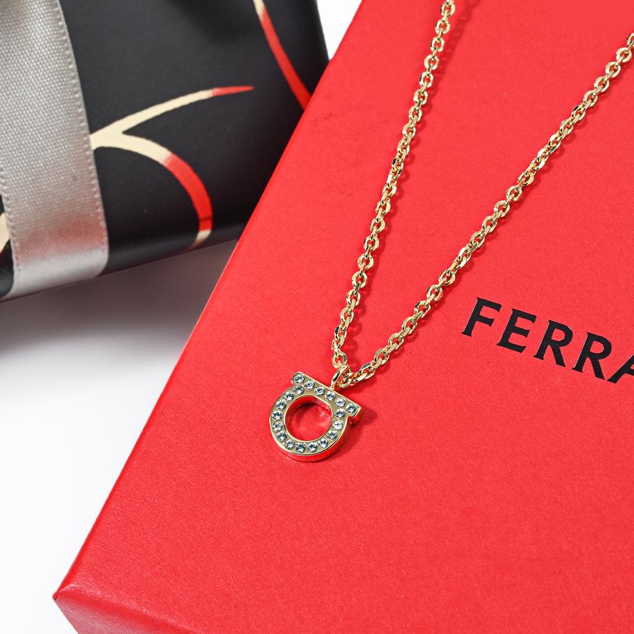 【スペシャルラッピング付き】フェラガモ Salvatore Ferragamo サルヴァトーレフェラガモ ネックレス ガンチーニ レディース ゴールド クリスタル 760131 696654 0696654