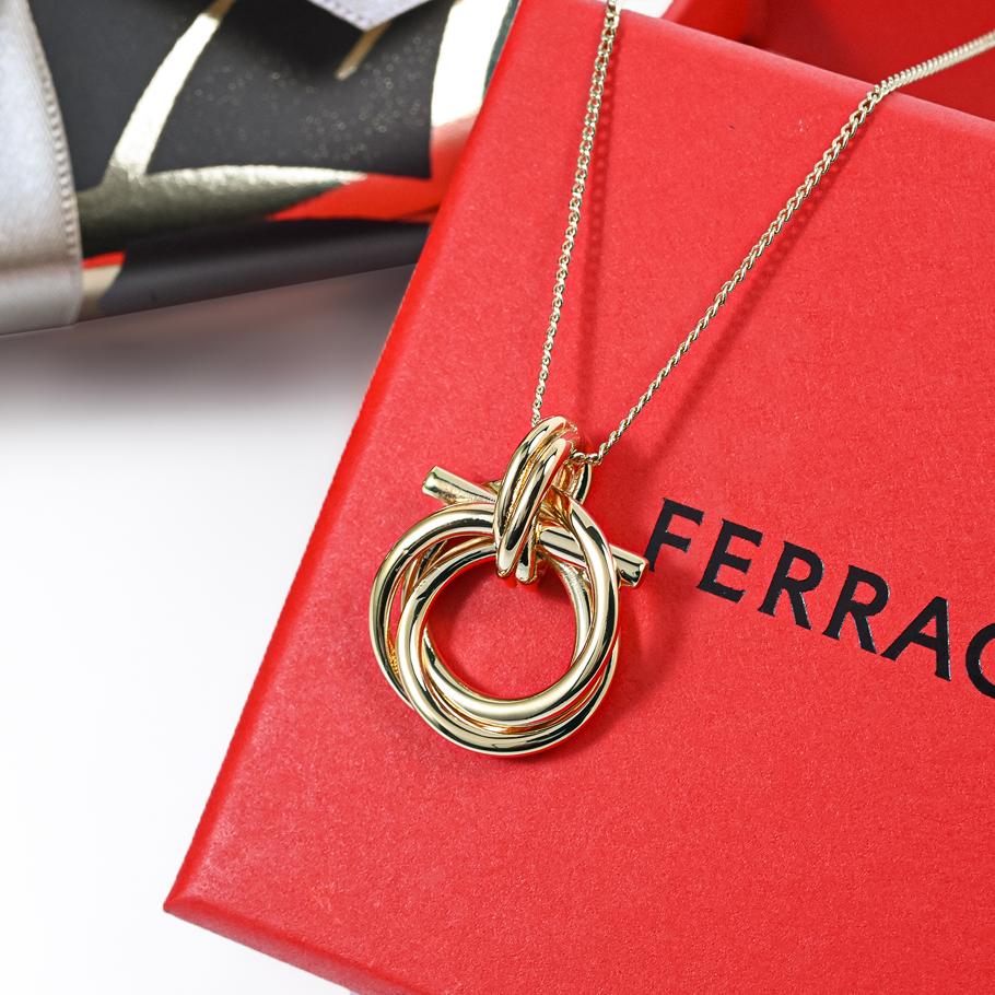 【スペシャルラッピング付き】フェラガモ Salvatore Ferragamo サルヴァトーレフェラガモ ネックレス ガンチーニ 編み込み ツイスト レディース ゴールド 760551 751631 0751631