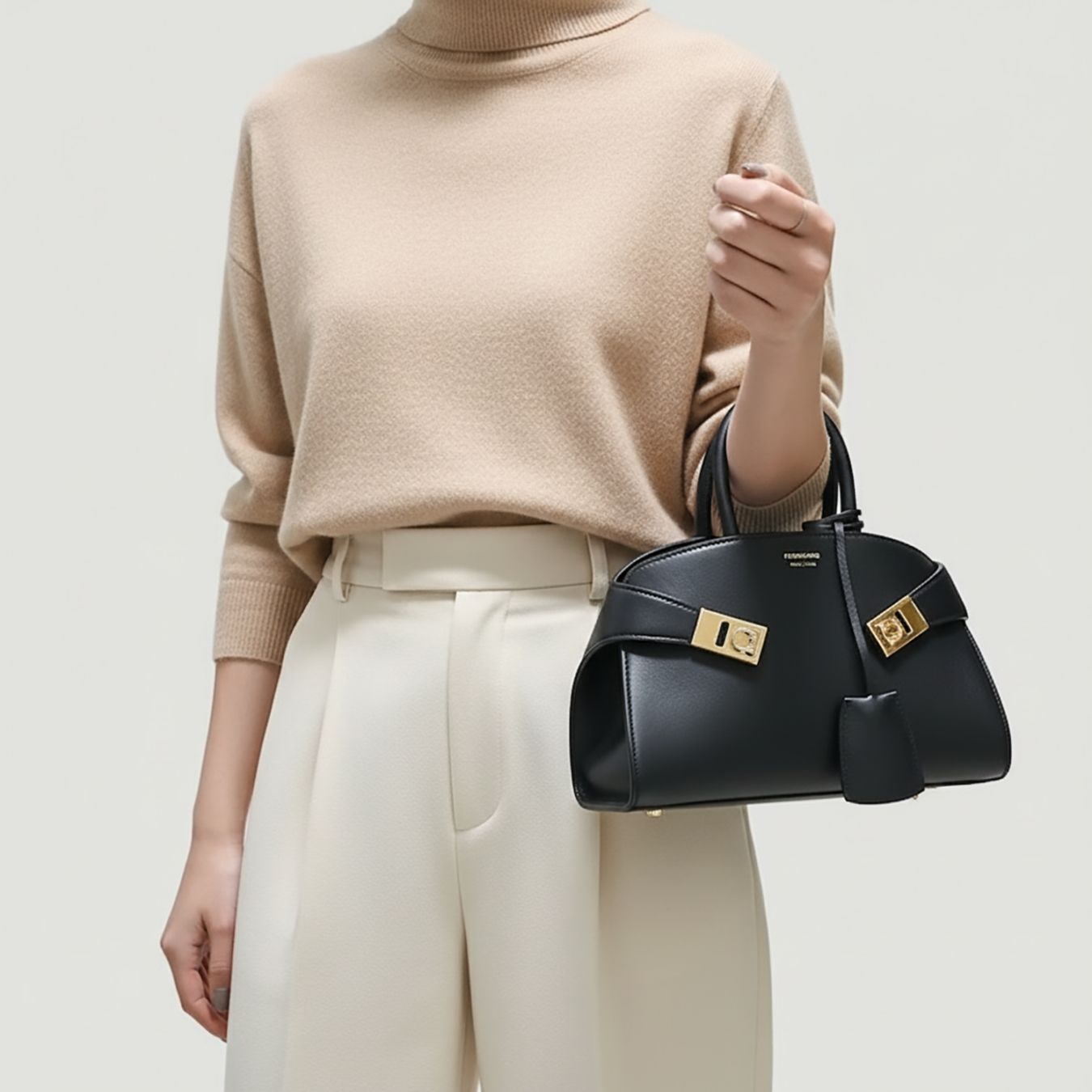 フェラガモ Salvatore Ferragamo サルヴァトーレフェラガモ ハンドバッグ トップハンドル ショルダーバッグ  XSサイズ Hug ミニ レディース ブラック 215975 768853 0768853