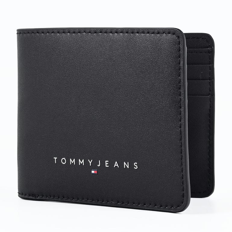 高品質ヨーロッパ輸入モデル トミーヒルフィガー TOMMY HILFIGER 二つ折り財布 小銭入れなし TOMMY JEANS LINEAR CC WALLET ブラック AM0AM13696 BDS BLACK ウォレット 折財布【スペシャルラッピング660円(別売り)】