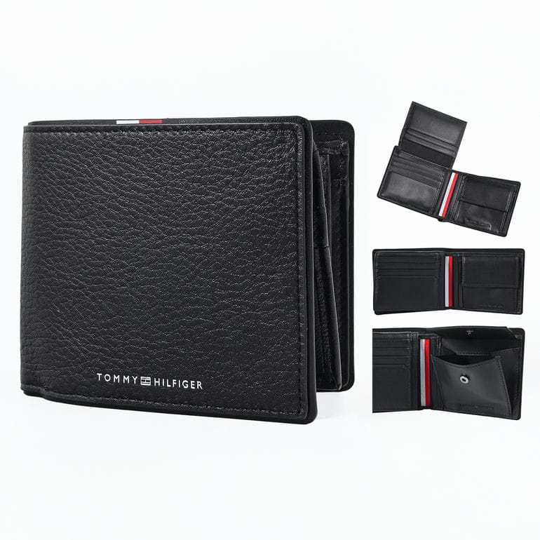 高品質ヨーロッパ輸入モデル トミーヒルフィガー TOMMY HILFIGER 二つ折り財布 小銭入れ付き CORP CC FLAP AND COIN ブラック AM0AM13741 BDS BLACK ウォレット 折財布【スペシャルラッピング660円(別売り)】