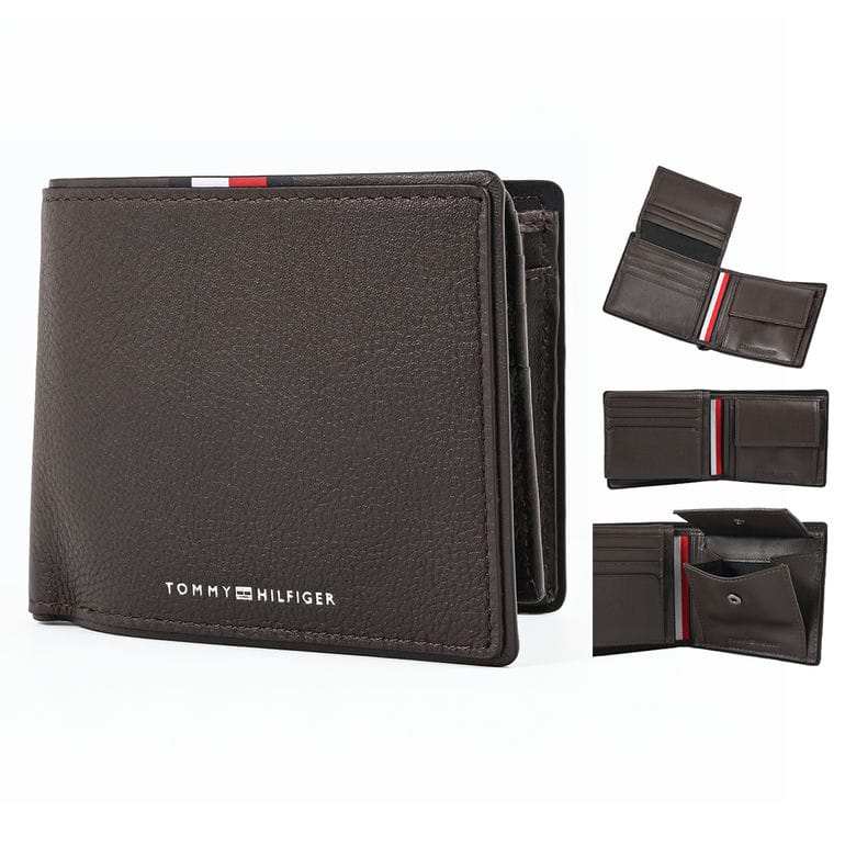 高品質ヨーロッパ輸入モデル トミーヒルフィガー TOMMY HILFIGER 二つ折り財布 小銭入れ付き CORP CC FLAP AND COIN ブラウン AM0AM13741 GB6 COFFEE BEAN ウォレット 折財布【スペシャルラッピング660円(別売り)】