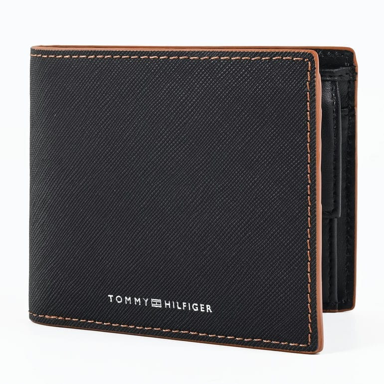 高品質ヨーロッパ輸入モデル トミーヒルフィガー TOMMY HILFIGER 二つ折り財布 小銭入れ付き EDGE CC AND COIN ブラック AM0AM13795 BDS BLACK ウォレット 折財布【スペシャルラッピング660円(別売り)】