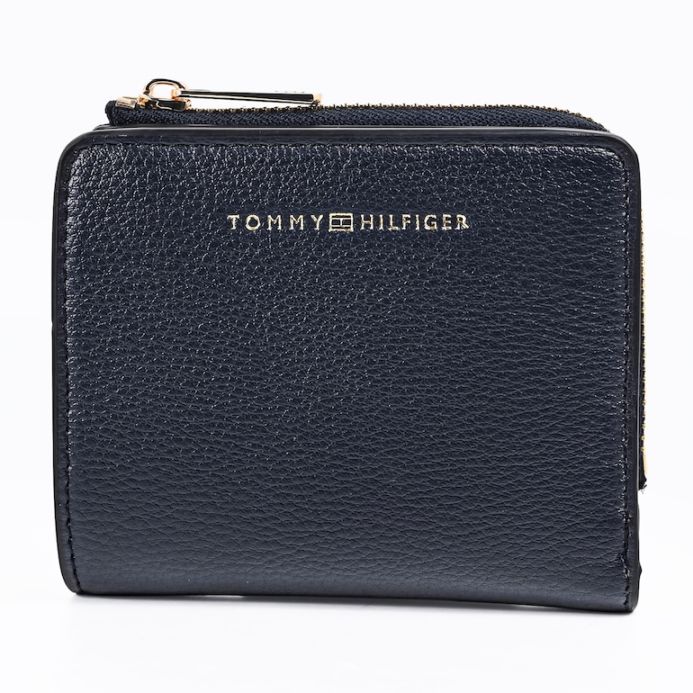 高品質ヨーロッパ輸入モデル トミーヒルフィガー TOMMY HILFIGER 二つ折り財布 小銭入れ付き ラウンドファスナー レディース FLAG COMPACT ダークブルー AM0AW18124 DW6 BL ウォレット 折財布<br>【スペシャルラッピング660円(別売り)】