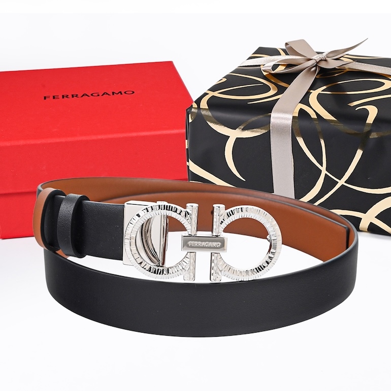 【スペシャルラッピング付き】フェラガモ Salvatore Ferragamo サルヴァトーレフェラガモ ベルト 全2サイズ 幅25mm リバーシブル ダブル・ガンチーニ レディース ブラック ブラウン 230419 786302