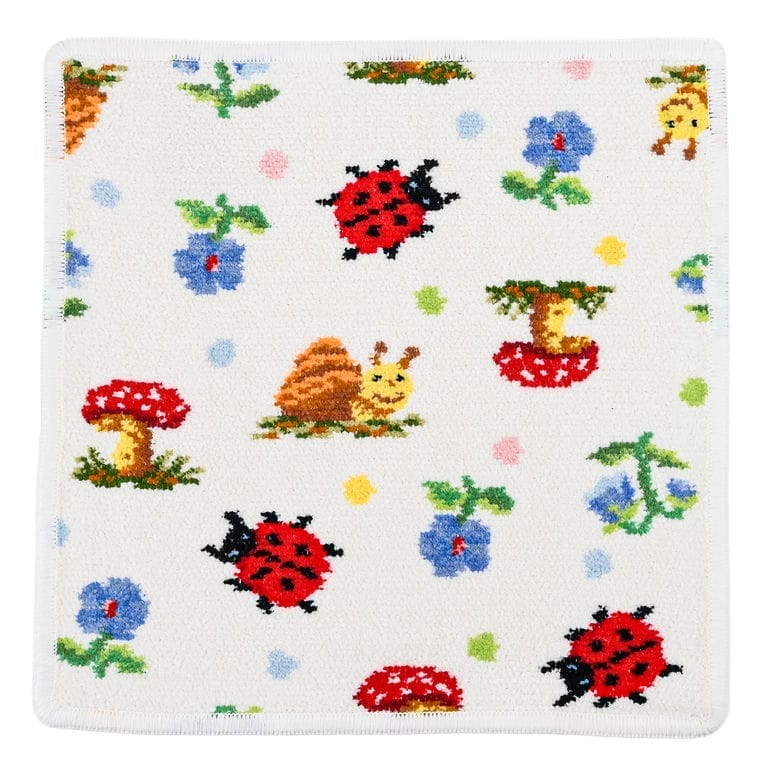 フェイラー FEILER ハンカチ ハンドタオル 25cm レディース Pauli Dots パウリ ドッツ てんとう虫 カタツムリ 花 キノコ ホワイト ネコポス限定 送料無料<br>【スペシャルラッピング660円(別売り)】