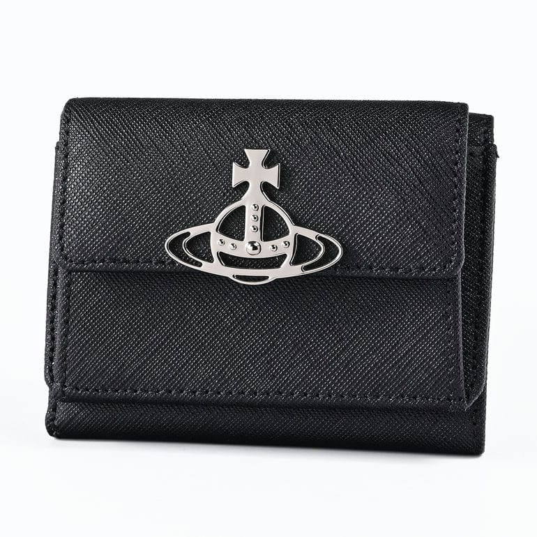 ヴィヴィアンウエストウッド Vivienne Westwood 三つ折り財布 コンパクト 小銭入れ付き ウォレット スモールフラップパース レディース サフィアーノ ブラック 5115002UW L001N N401<br>【スペシャルラッピング660円(別売り)】