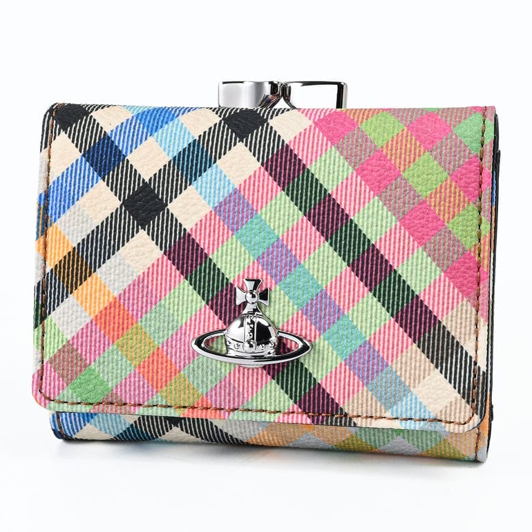 ヴィヴィアンウエストウッド Vivienne Westwood 三つ折り財布 コンパクト 小銭入れ付き ウォレット スモールフレーム レディース チェック柄 マルチカラー 5115002MW S001S O315<br>【スペシャルラッピング660円(別売り)】