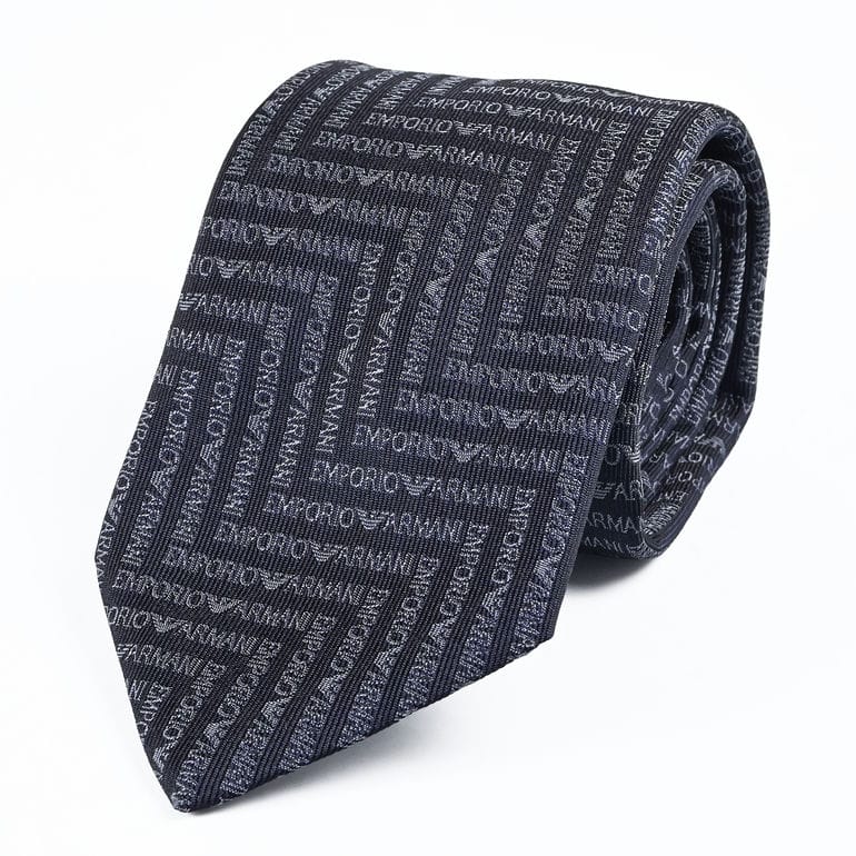 エンポリオ アルマーニ EMPORIO ARMANI ネクタイ メンズ 大剣幅7.5cm シルク100% シェブロンモチーフ ブルーネイビー MADE IN ITALY 340075 3R604 00035<br>【スペシャルラッピング660円(別売り)】