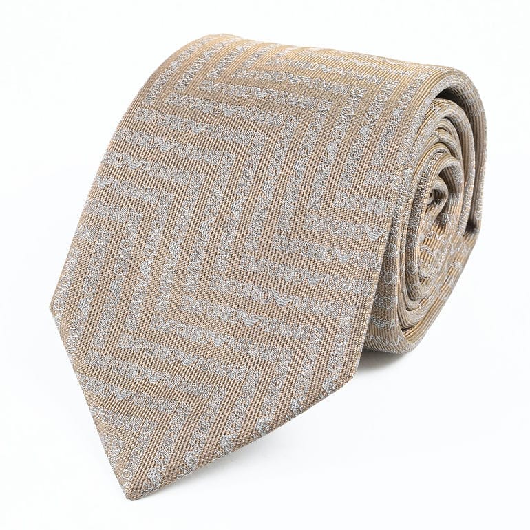 エンポリオ アルマーニ EMPORIO ARMANI ネクタイ メンズ 大剣幅7.5cm シルク100% シェブロンモチーフ サンドベージュ MADE IN ITALY 340075 3R604 00051<br>【スペシャルラッピング660円(別売り)】