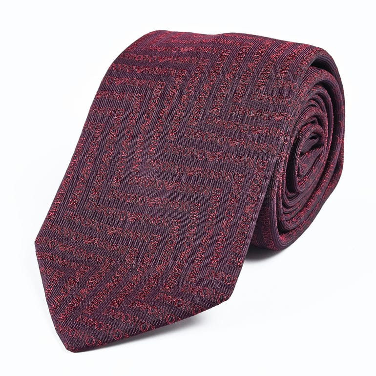 エンポリオ アルマーニ EMPORIO ARMANI ネクタイ メンズ 大剣幅7.5cm シルク100% シェブロンモチーフ ボルドー MADE IN ITALY 340075 3R604 00176<br>【スペシャルラッピング660円(別売り)】