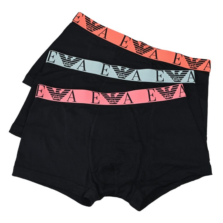 エンポリオ アルマーニ EMPORIO ARMANI 下着 アンダーウェア ボクサーパンツ 無地 モノグラムロゴ 3パック 全3サイズ メンズ ブラック オレンジ系 グリーン系 ピンク系 EM000259 AF20668 MC061 MADE IN ITALY<br>【スペシャルラッピング660円(別売り)】