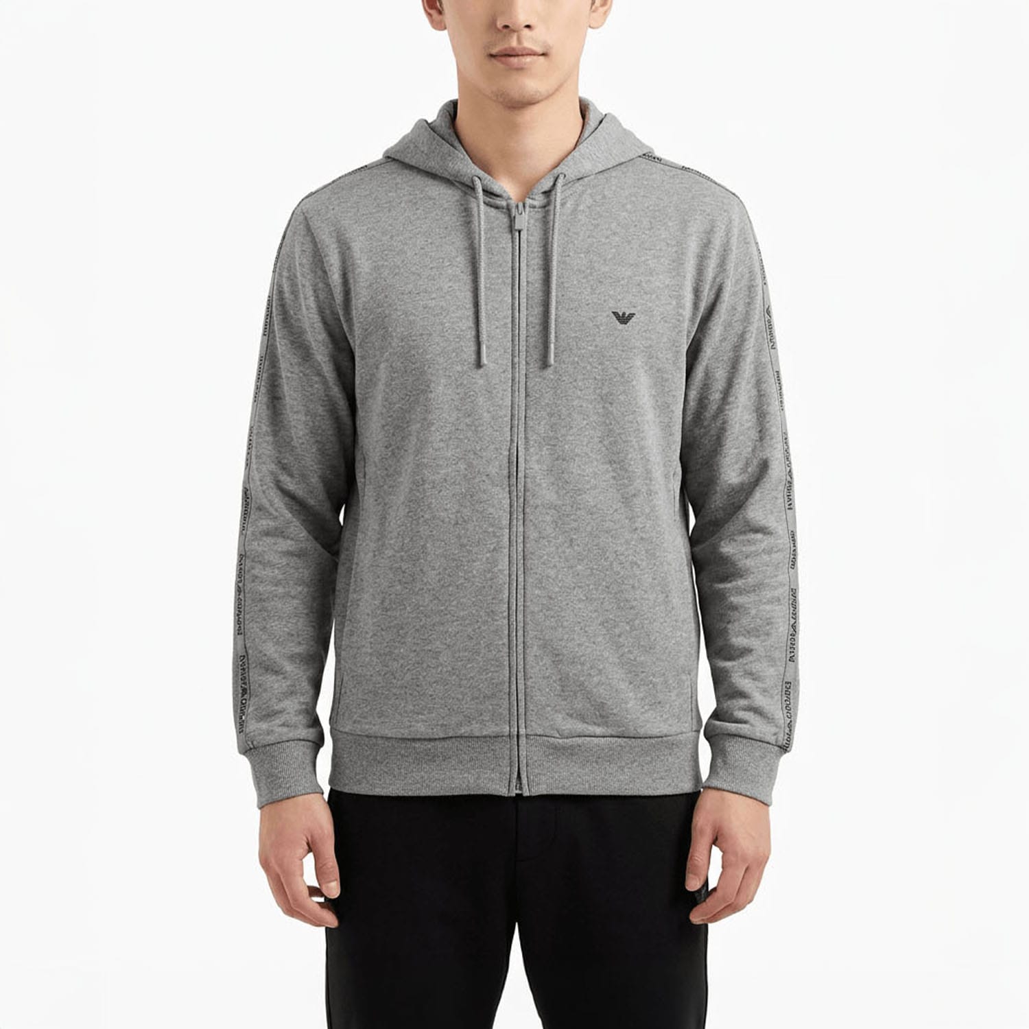 エンポリオ アルマーニ EMPORIO ARMANI ジップパーカー フーディー スウェット 全3サイズ メンズ ブランドロゴ 裏毛 グレー EM000653 AF18887 O8027 MADE IN ITALY