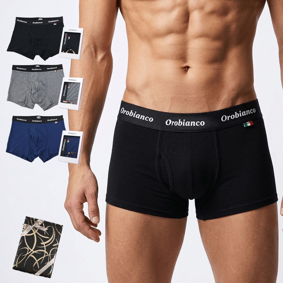 オロビアンコ Orobianco 3枚セット ボクサーパンツ アンダーウェア 下着 メンズ ブラック/グレー/ネイビー 全2サイズ 23種類から選べるスペシャルラッピング付き 父の日 敬老の日 ギフト プレゼント 男性用