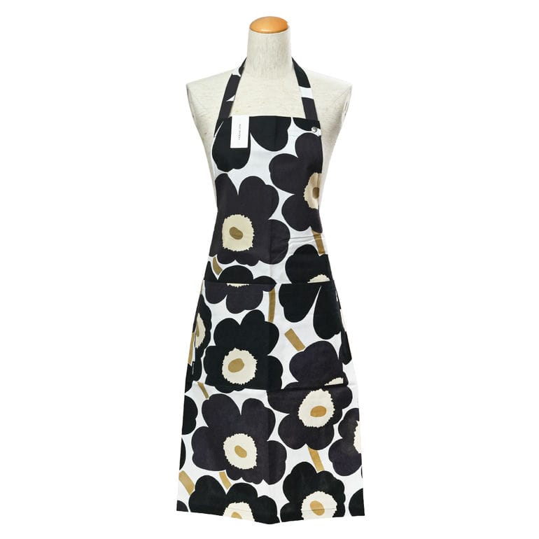 マリメッコ marimekko エプロン ピエ二 ウニッコ ホワイト ダークグレー 75550 075550 819 北欧雑貨 北欧デザイン ネコポス限定 送料無料<br>【スペシャルラッピング660円(別売り)】