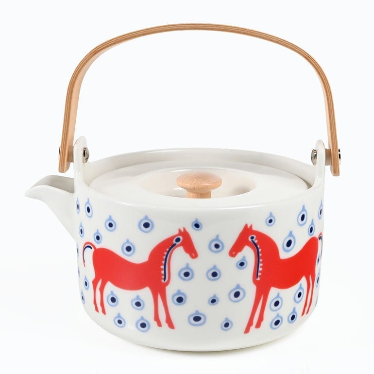 マリメッコ marimekko ポット ティーポット 急須 700ml HAPPY YEAR OF THE HORSE 2026 ムスタ タンマ ホース 十二干支 午 午年 馬 オフホワイト オレンジレッド ライトブルー 75361 075361 135 洋食器 テーブルウェア 北欧食器 北欧デザイン<br>【スペシャルラッピング1100円(別売り)】