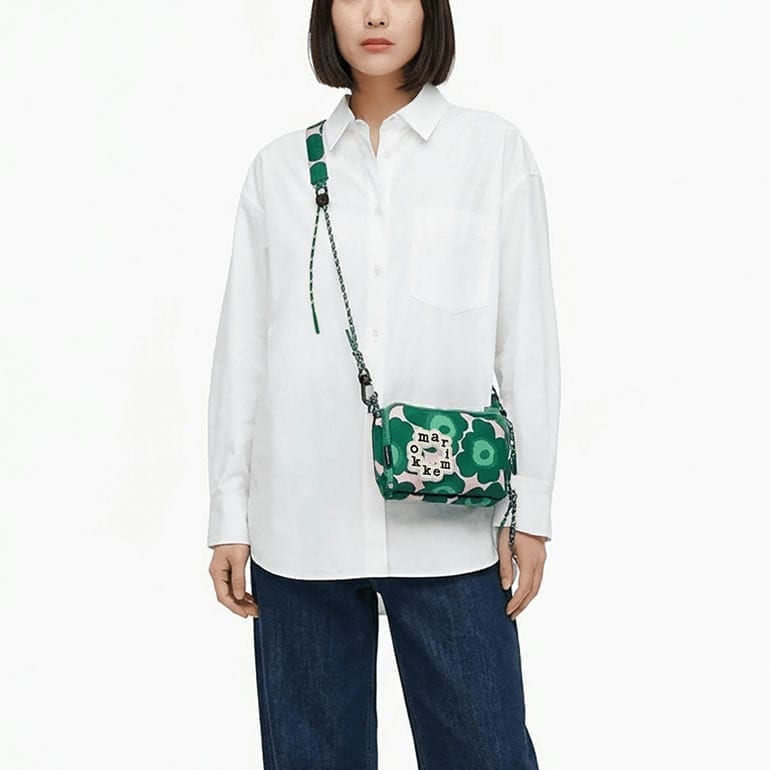 マリメッコ marimekko ショルダーバッグ ポシェット ボディバッグ  ポーチ 2026夏新作 Iloisa イロイサ ミニウニッコ ダークグリーン ピンク 花柄 95592 095592 360 北欧雑貨 北欧デザイン