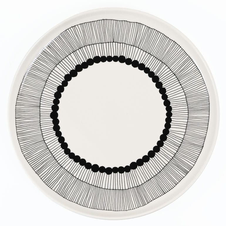 マリメッコ marimekko プレート 25cm シルトラプータルハ ホワイト ブラック 75530 075530 190 大皿 洋食器 テーブルウェア 北欧食器 北欧デザイン<br>【スペシャルラッピング660円(別売り)】