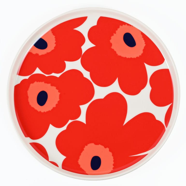 マリメッコ marimekko プレート 20cm ウニッコ ホワイト レッド 75539 075539 001 大皿 洋食器 テーブルウェア 北欧食器 北欧デザイン<br>【スペシャルラッピング660円(別売り)】