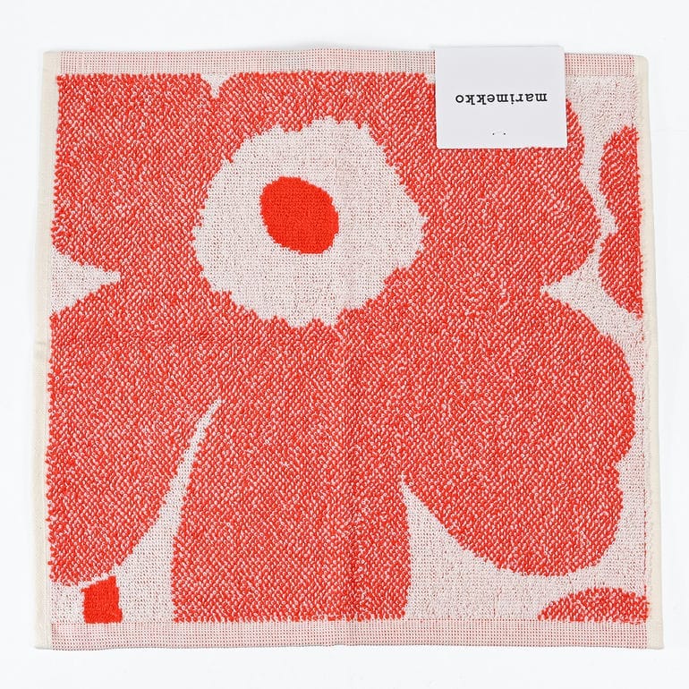 マリメッコ marimekko ハンドタオル 32cm ミニタオル ハンカチ Unikko ウニッコ MINIPYYHE オフホワイト オレンジレッド 75128 075128 130 北欧雑貨 北欧デザイン ネコポス限定【スペシャルラッピング660円(別売り)】